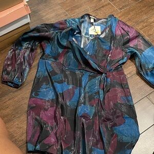 Ava & Viv Black Blue Purple Midi Dress